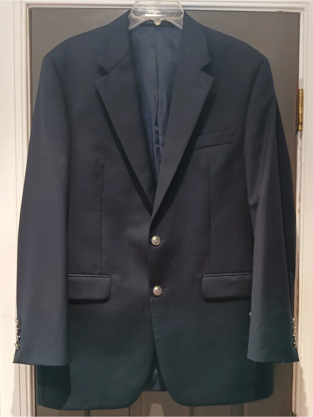 Classic Men's Navy Two-Button Wool Blazer
